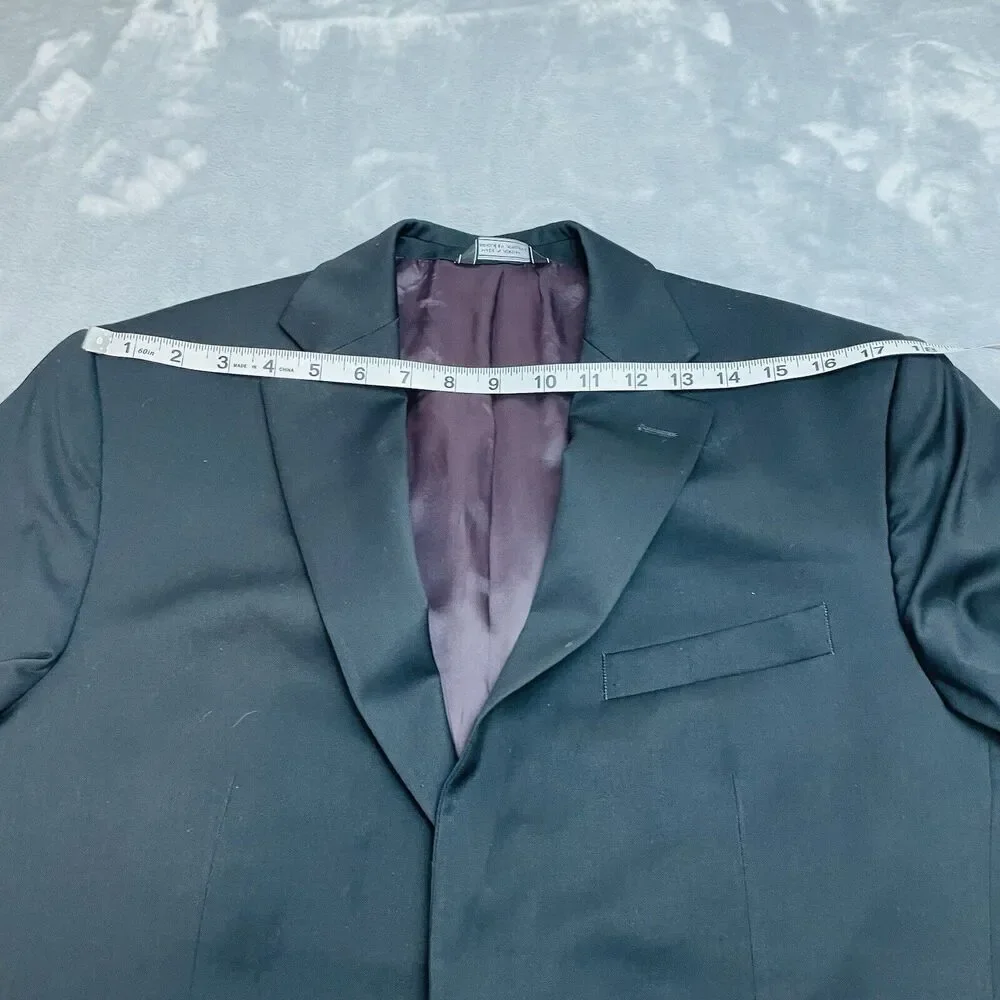 Saks Fifth Avenue Mens‎ Everest Blazer Jacket Size 42R Black Marzotto 100% Wool